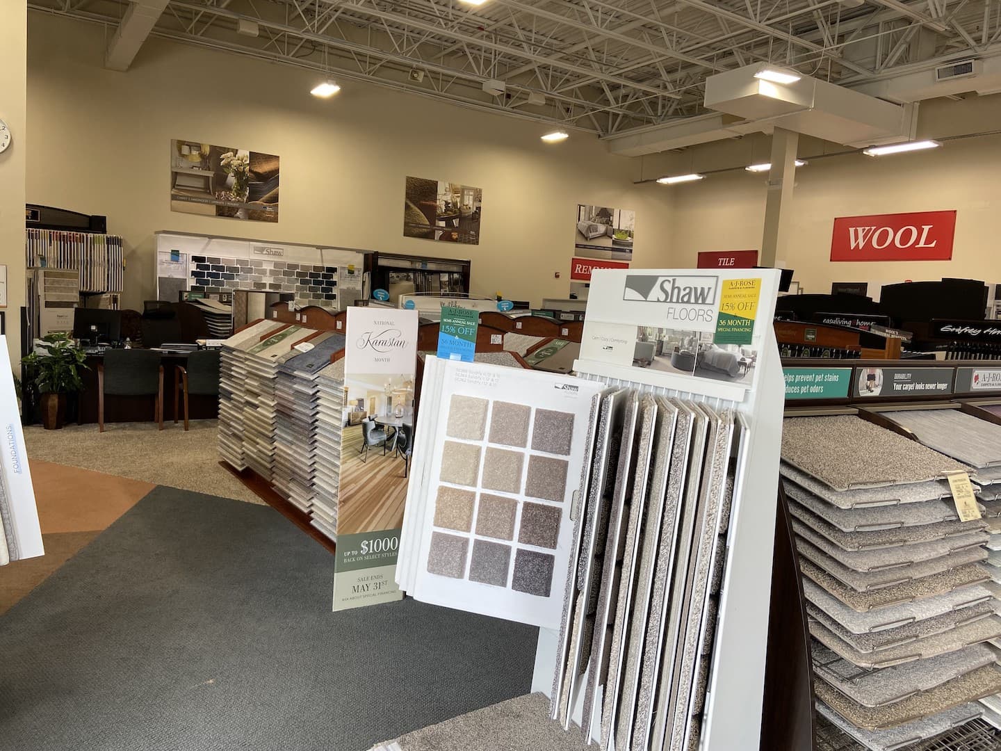 Carpet displays in our Saugus showroom